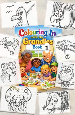 Colouring book pages designed for grandparents and grandchildren to enjoy together