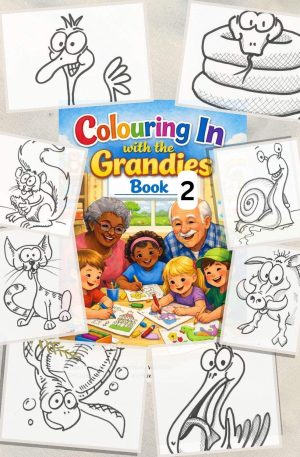 Colouring book pages designed for grandparents and grandchildren to enjoy together