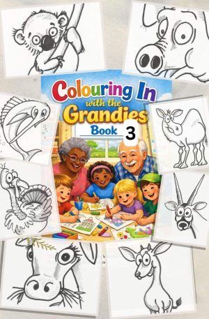 Colouring book pages designed for grandparents and grandchildren to enjoy together