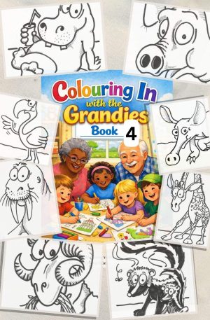 Colouring book pages designed for grandparents and grandchildren to enjoy together