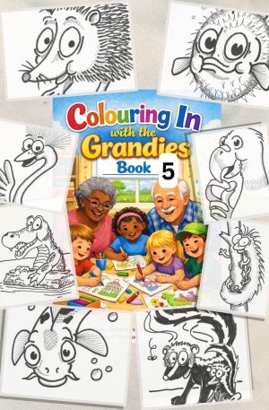 Colouring book pages designed for grandparents and grandchildren to enjoy together