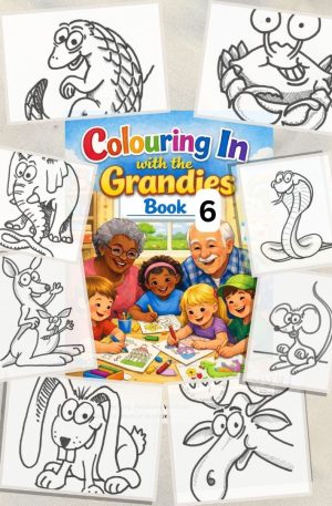 Colouring book pages designed for grandparents and grandchildren to enjoy together