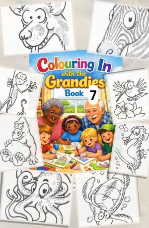 Colouring book pages designed for grandparents and grandchildren to enjoy together
