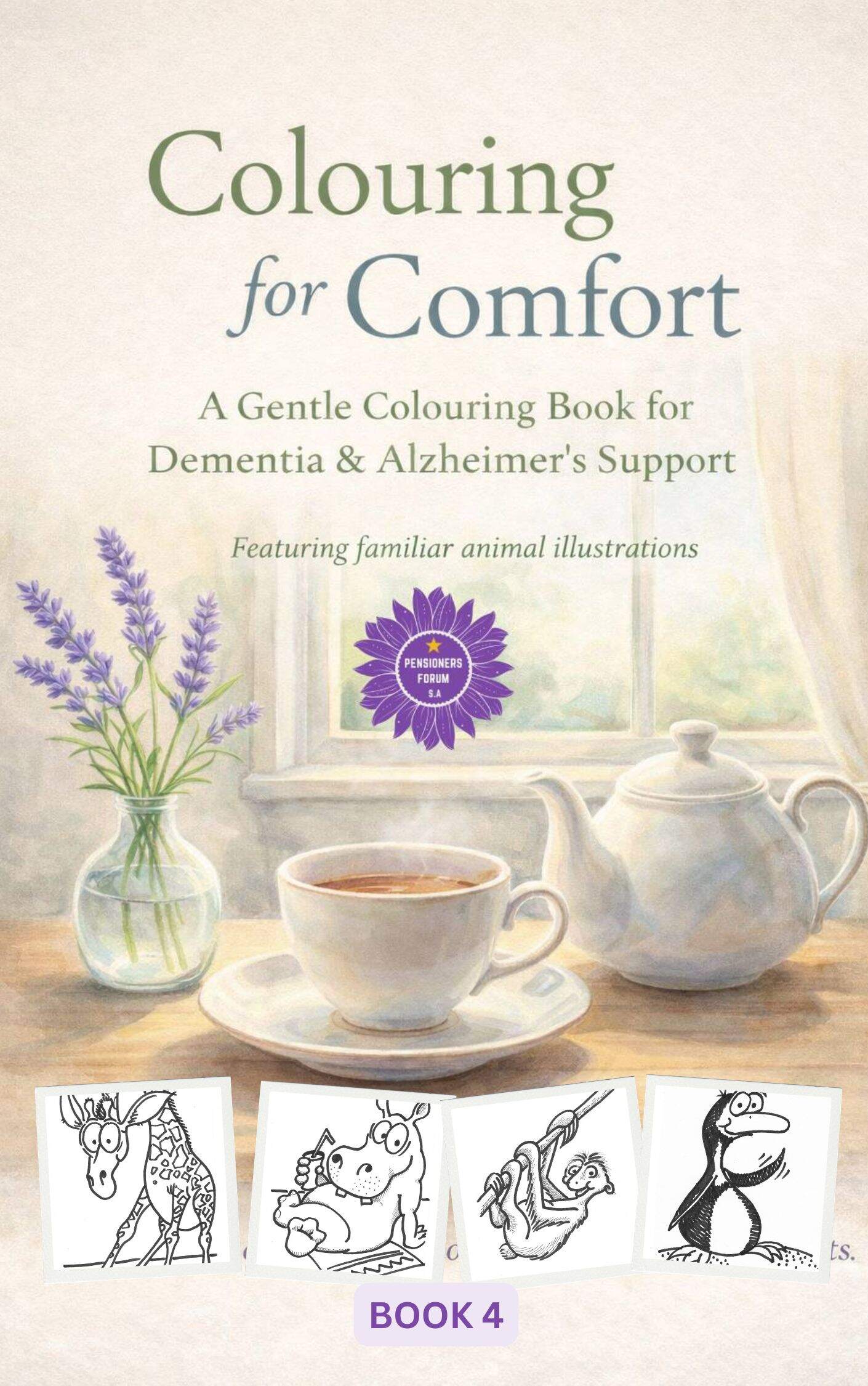 Simple colouring book for relaxation and calm for Alzheimers and Dementia patients