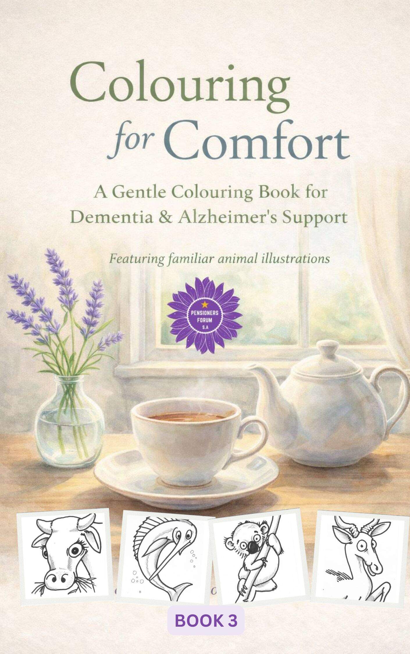 Simple colouring book for relaxation and calm for Alzheimers and Dementia patients