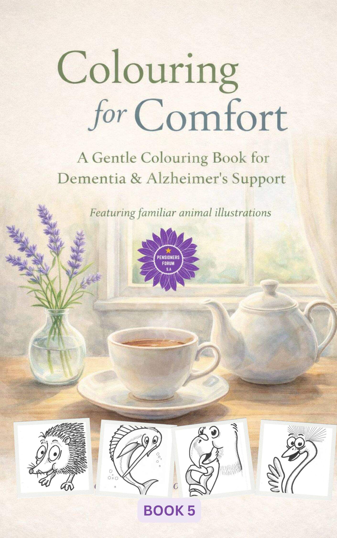 Simple colouring book for relaxation and calm for Alzheimers and Dementia patients