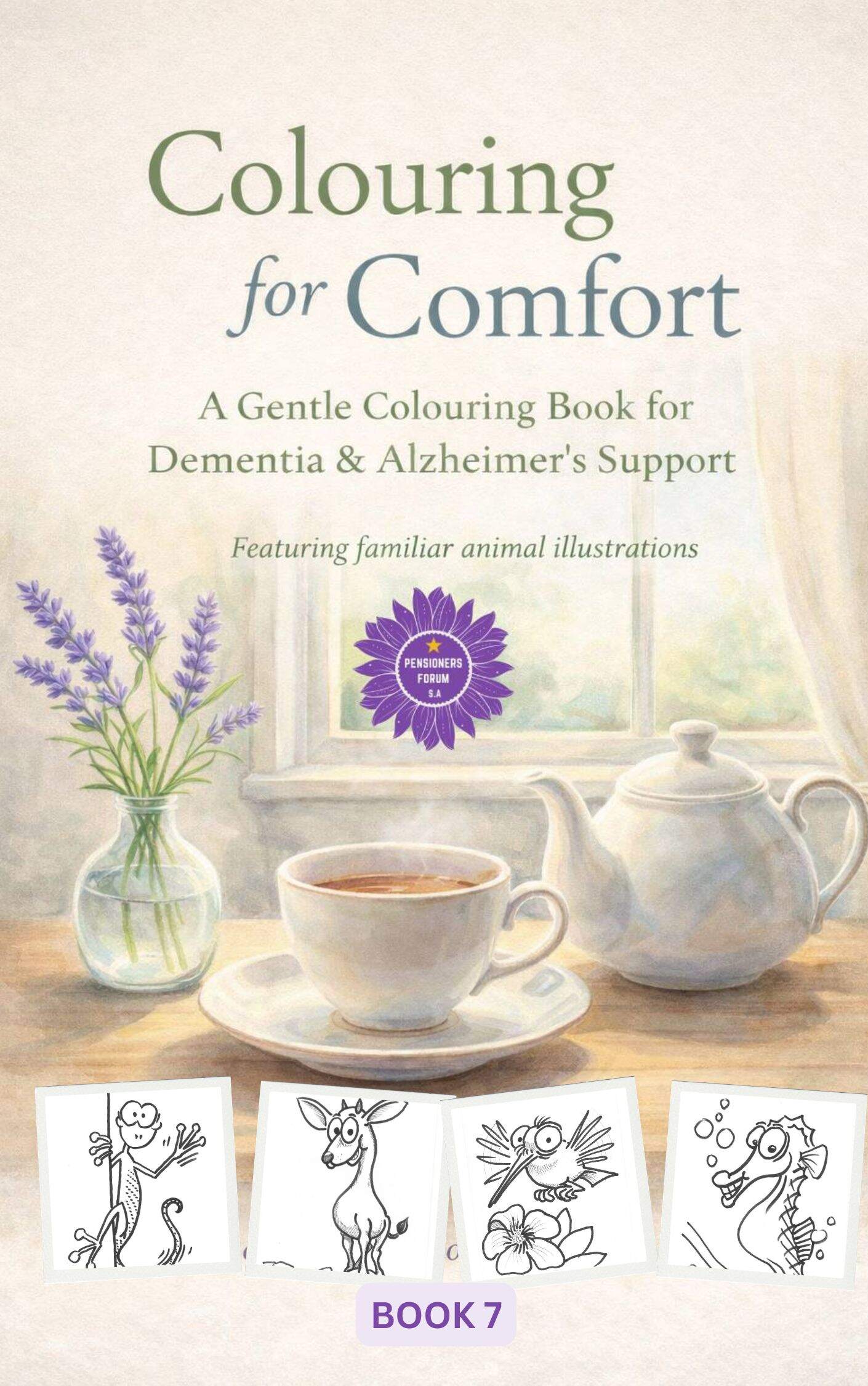 Simple colouring book for relaxation and calm for Alzheimers and Dementia patients
