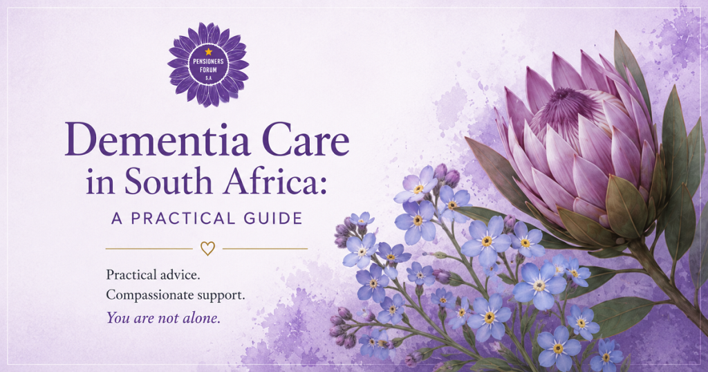 A protea and Forget me nots for Dementia guide